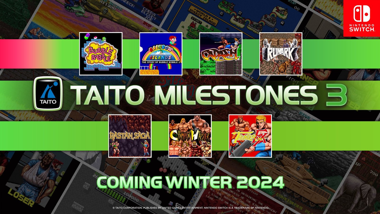 TAITO Milestones 3 : la compilation de jeux rétros arrive cet hiver exclusivement sur Nintendo Switch